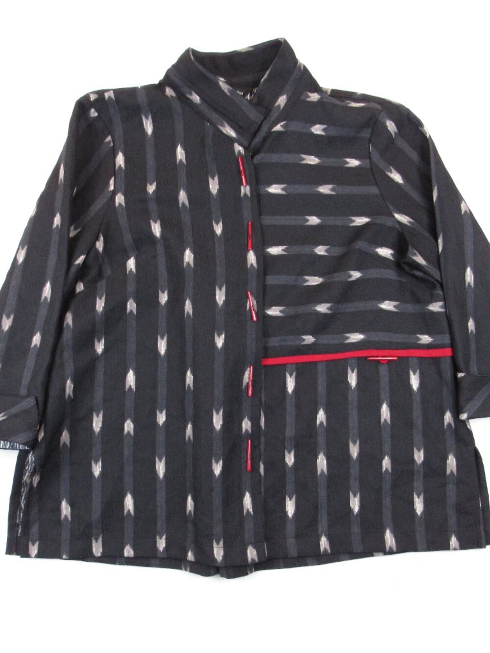 Ali Miles Button Front Top Shirt Size XL Crinkle Woven 3/4 Sleeve Wired Collar